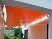 PVC-Planenstoff, Sonnensegel als Nischenmontage